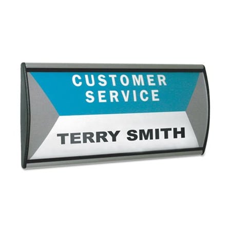 Advantus PPLPOINTER, PEOPLE POINTER WALL/DOOR SIGN, ALUMINUM BASE, 8.75 X 4, BLACK/SILVER 75390